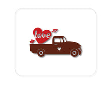 DistinctInk Custom Foam Rubber Mouse Pad - 1/4" Thick - Valentine Truck Red Love Heart Arrow