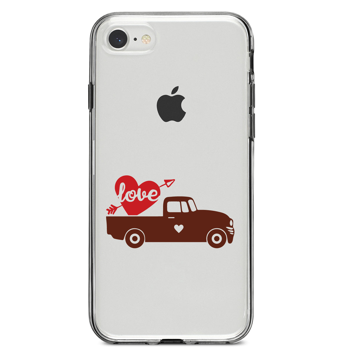 Valentine Truck Red Love Heart Arrow Clear Shockproof iPhone Case, view 5
