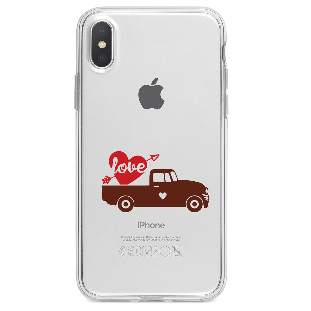 Valentine Truck Red Love Heart Arrow Clear Shockproof iPhone Case, view 4