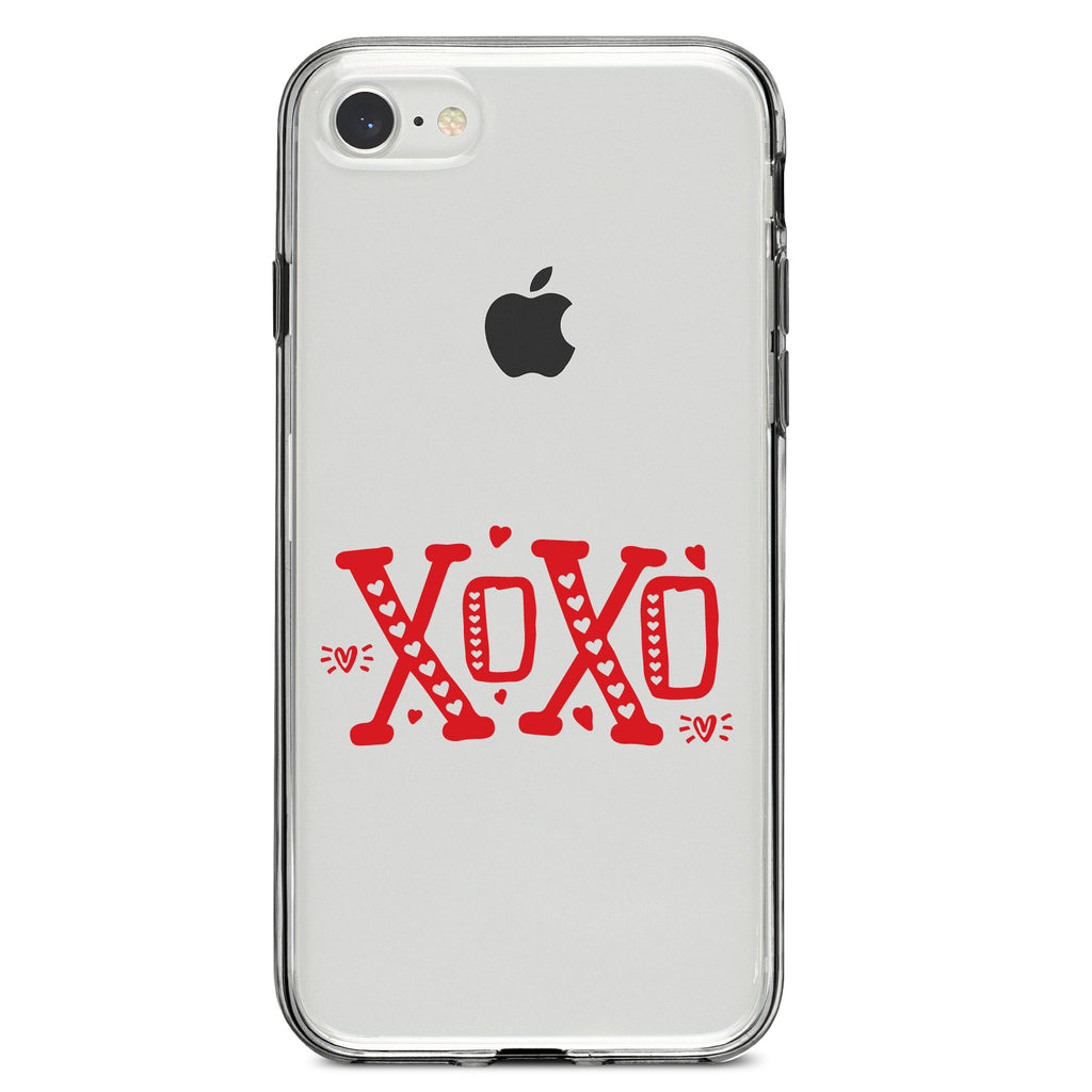 XOXO Red Hearts Valentine Clear Shockproof iPhone Case, view 5