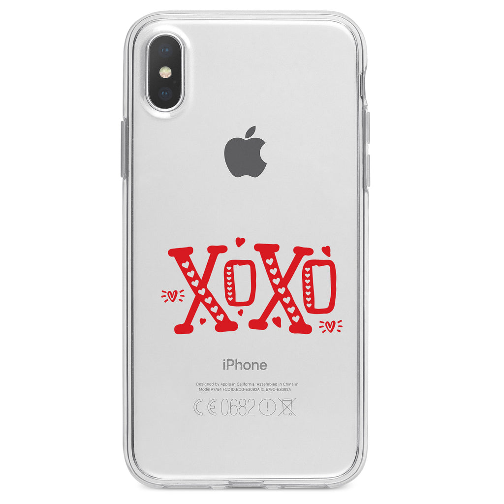 XOXO Red Hearts Valentine Clear Shockproof iPhone Case, view 2