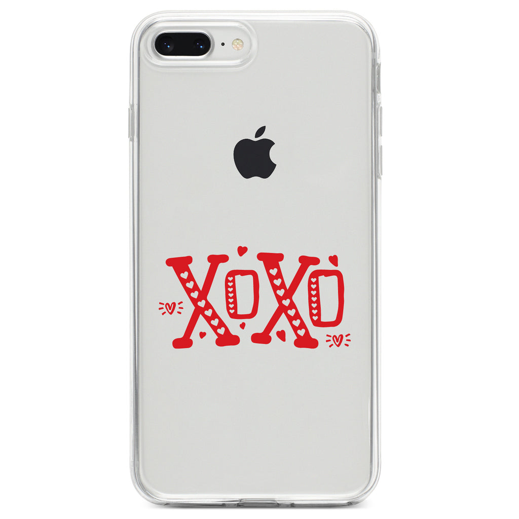 XOXO Red Hearts Valentine Clear Shockproof iPhone Case, view 6