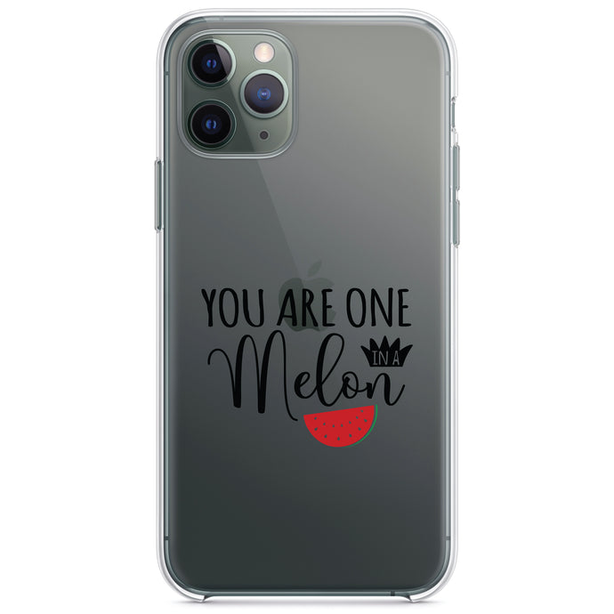 DistinctInk® Clear Shockproof Hybrid Case for Apple iPhone / Samsung Galaxy / Google Pixel - You Are One in a Melon Watermelon