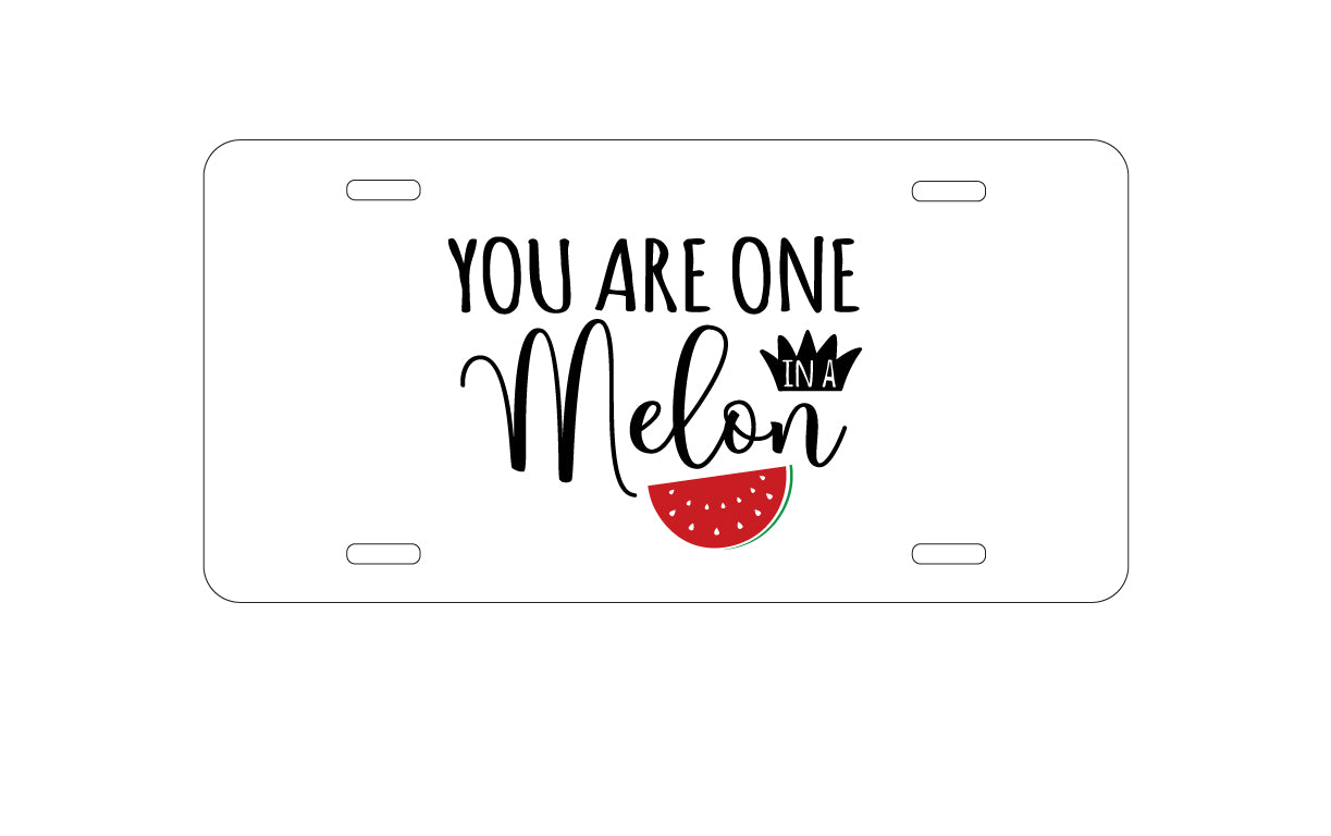 DistinctInk Custom Aluminum Decorative Vanity Front License Plate - You Are One in a Melon Watermelon