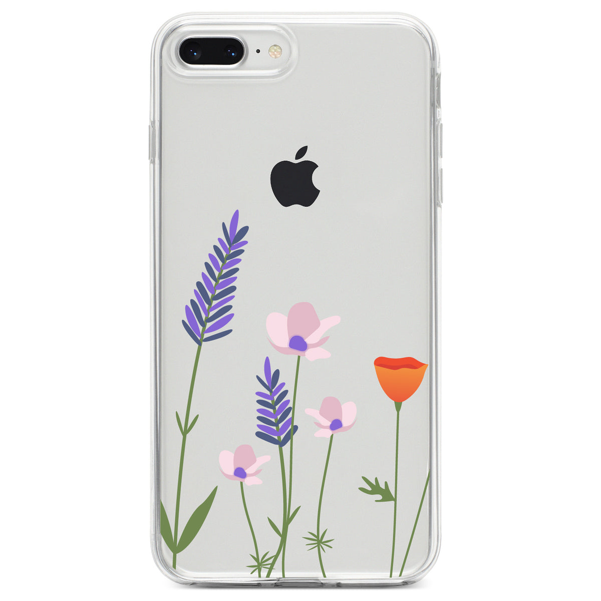 Wildflowers Blue Purple Pink Clear Shockproof iPhone Case, view 6