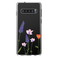 DistinctInk® Clear Shockproof Hybrid Case for Apple iPhone / Samsung Galaxy / Google Pixel - Wildflowers Blue Purple Pink