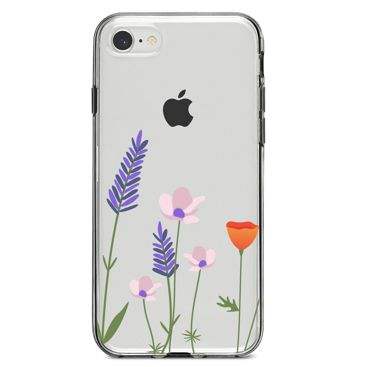 Wildflowers Blue Purple Pink Clear Shockproof iPhone Case, view 5