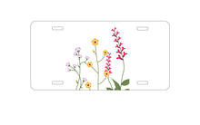 DistinctInk Custom Aluminum Decorative Vanity Front License Plate - Wildflowers Yellow Pink Purple