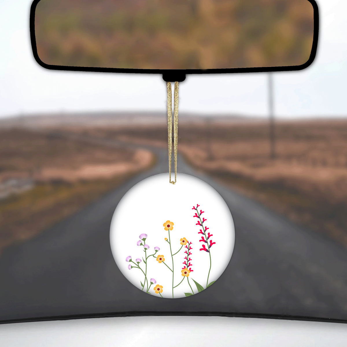 Wildflowers Yellow Pink Purple Ceramic Ornament, view 3