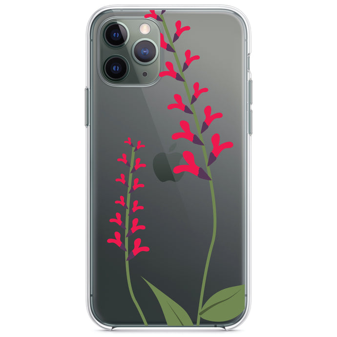 DistinctInk® Clear Shockproof Hybrid Case for Apple iPhone / Samsung Galaxy / Google Pixel - Wildflowers Hot Pink
