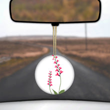 DistinctInk® Hanging Ceramic Christmas Tree Ornament with Gold String - Great Gift / Present - 2 3/4 inch Diameter - Wildflowers Hot Pink