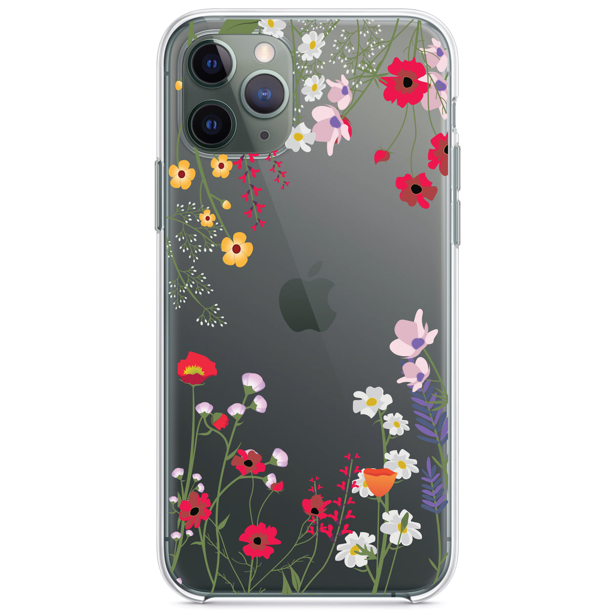 Wildflowers Border Blue Pink Purple Clear Shockproof iPhone Case