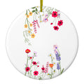 Wildflowers Border Blue Pink Purple Ceramic Ornament