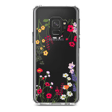 DistinctInk® Clear Shockproof Hybrid Case for Apple iPhone / Samsung Galaxy / Google Pixel - Wildflowers Border Blue Pink Purple