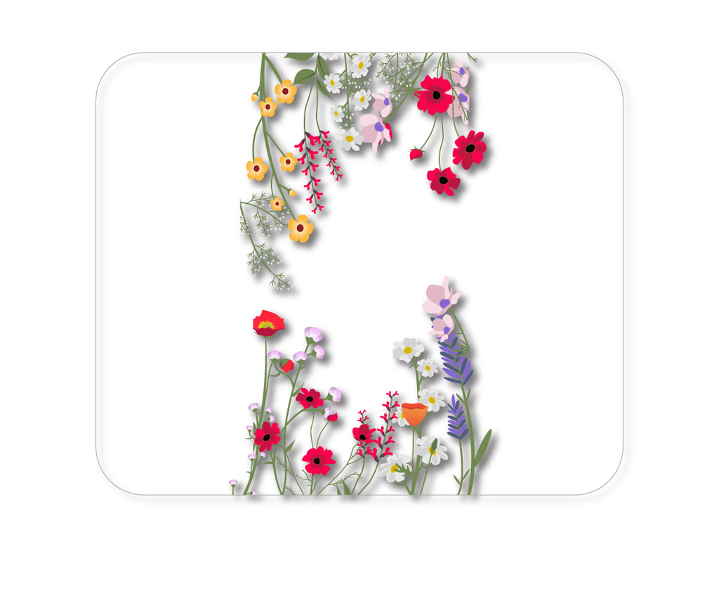 Custom Foam Rubber Mouse Pad - Wildflowers Border Blue Pink Purple