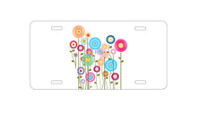 DistinctInk Custom Aluminum Decorative Vanity Front License Plate - Cartoon Wildflowers Stems Leaves