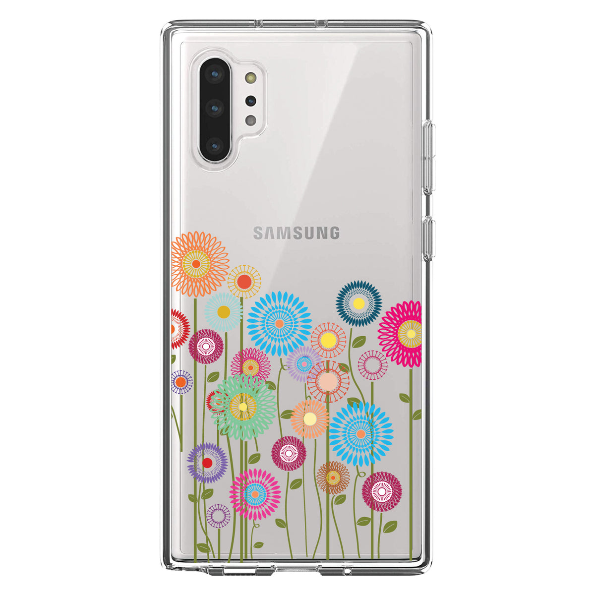Cartoon Wildflowers Stems Leaves Clear Shockproof iPhone Case, view 10