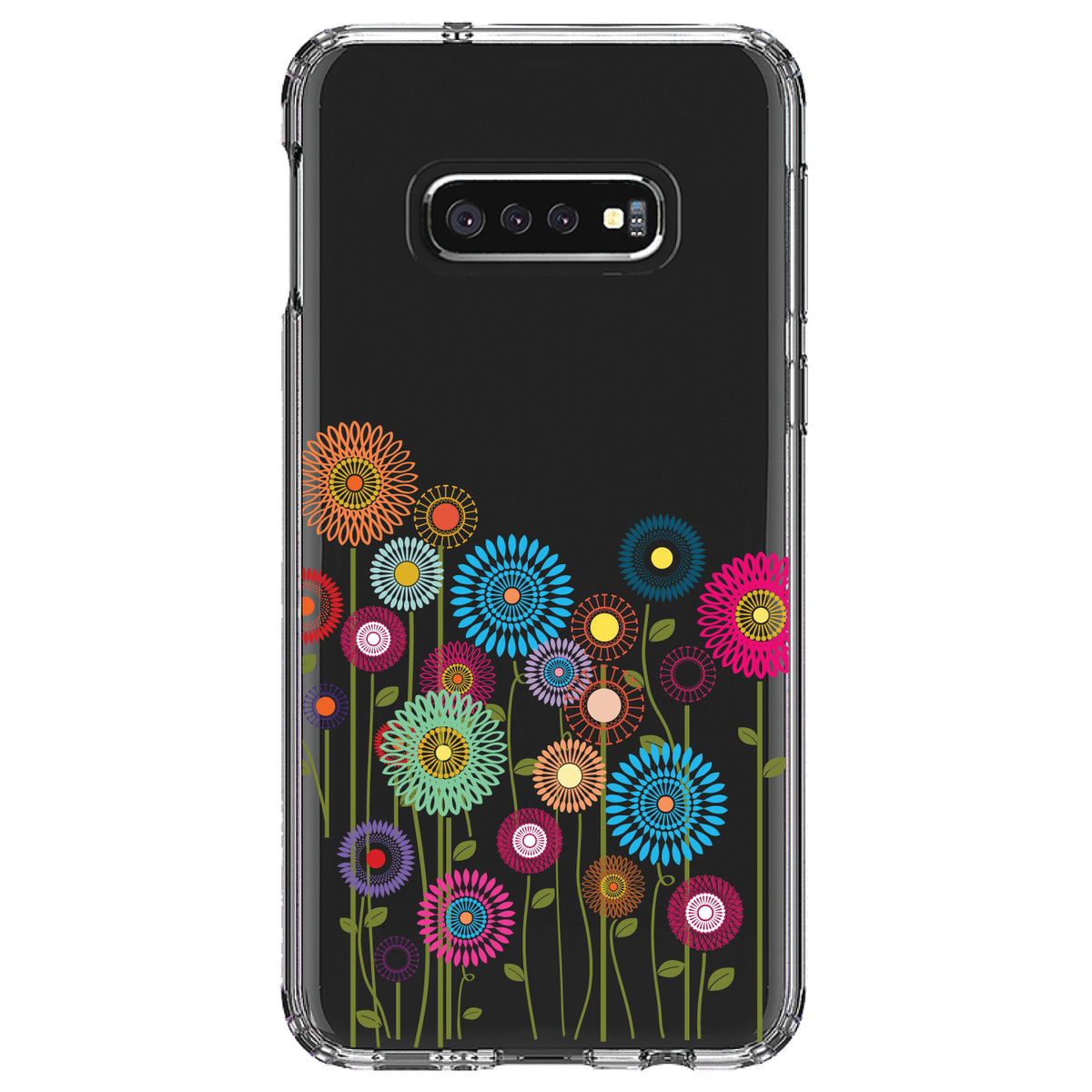 Cartoon Wildflowers Stems Leaves Clear Shockproof iPhone Case, view 18