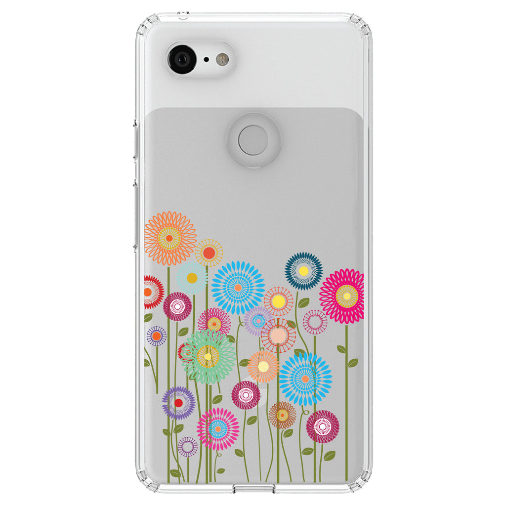Cartoon Wildflowers Stems Leaves Clear Shockproof iPhone Case, view 22