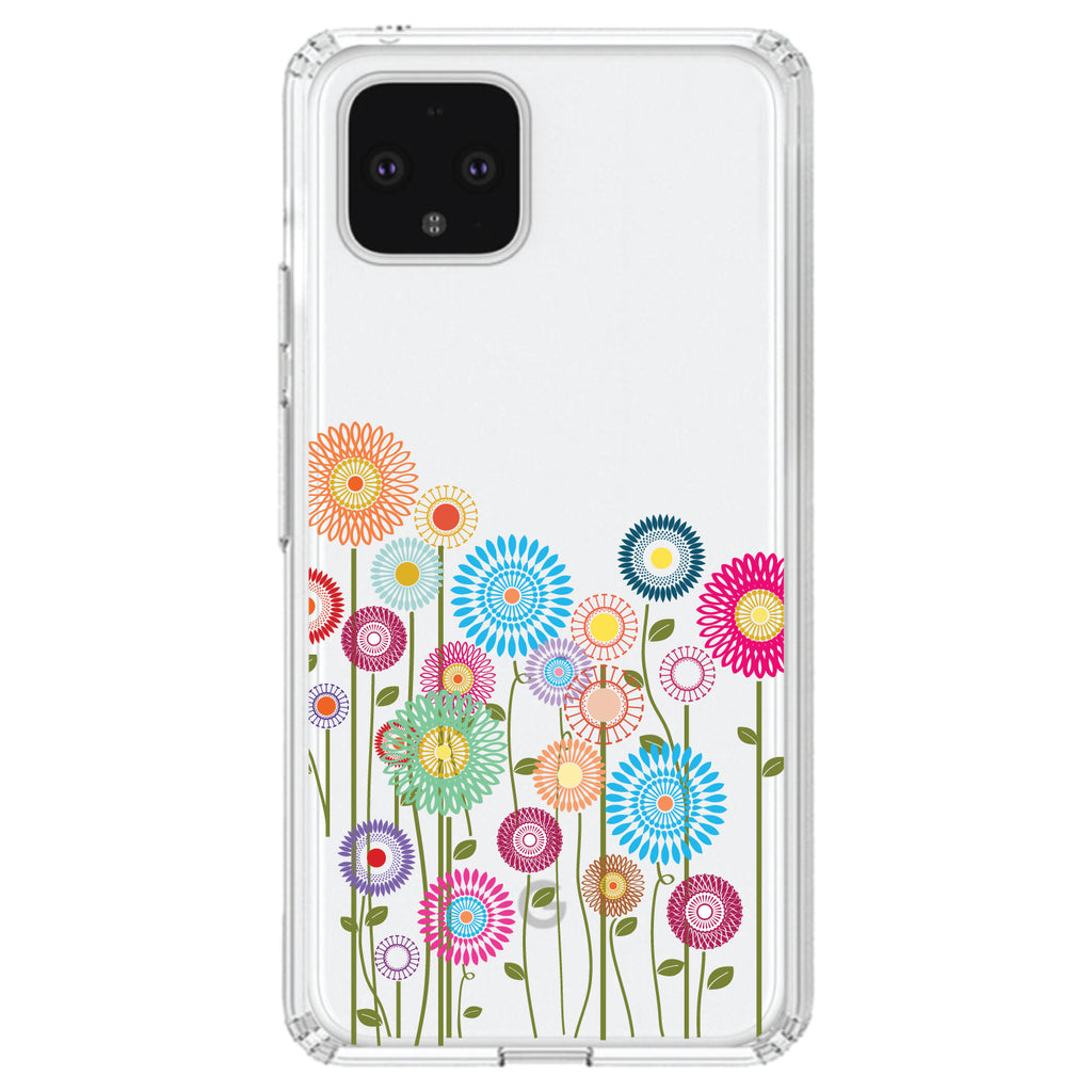 Cartoon Wildflowers Stems Leaves Clear Shockproof iPhone Case, view 23
