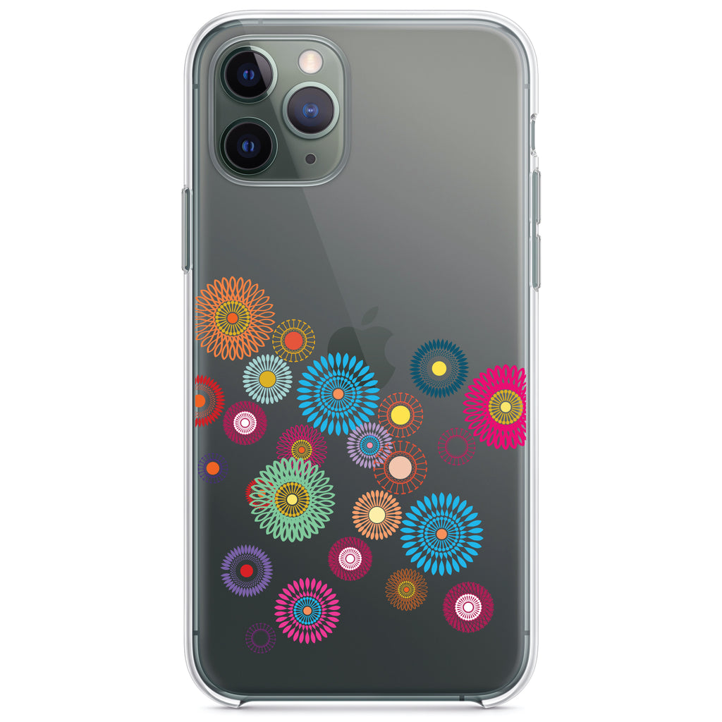 Cartoon Wildflowers Rainbow Colors Clear Shockproof iPhone Case