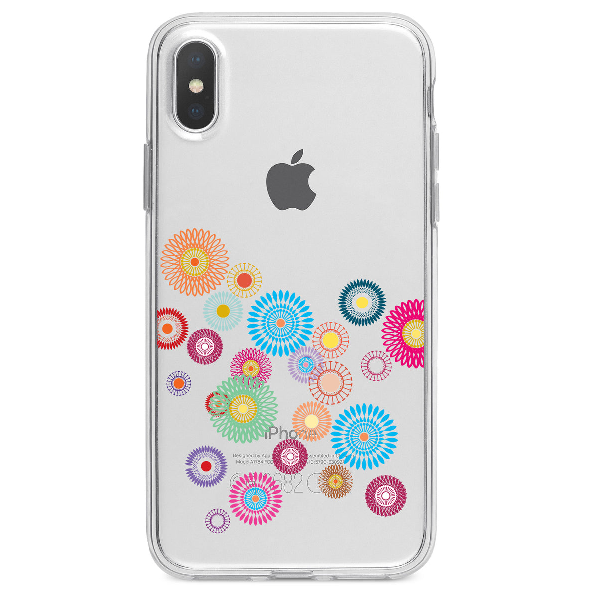 Cartoon Wildflowers Rainbow Colors Clear Shockproof iPhone Case, view 2