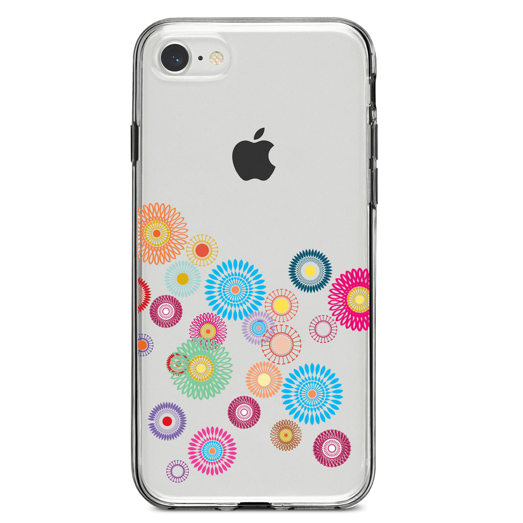 Cartoon Wildflowers Rainbow Colors Clear Shockproof iPhone Case, view 5