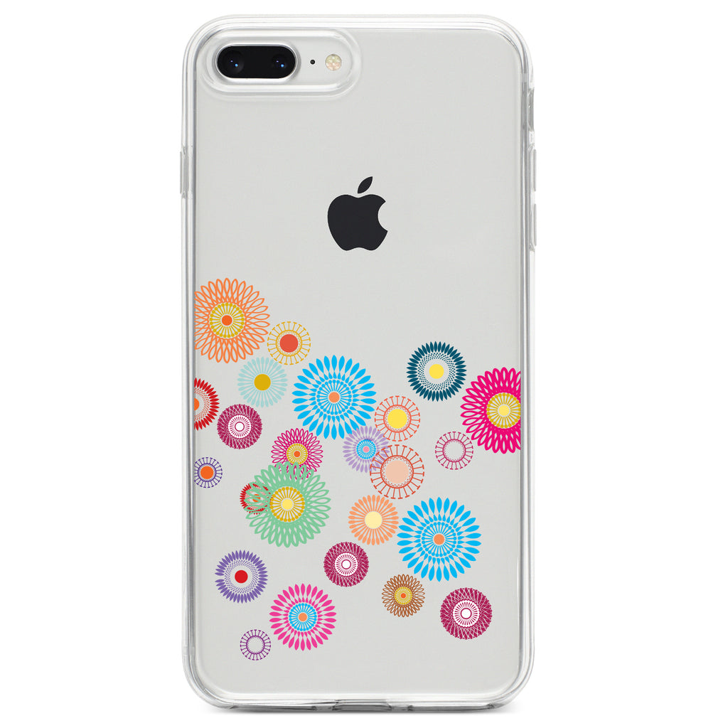 Cartoon Wildflowers Rainbow Colors Clear Shockproof iPhone Case, view 6