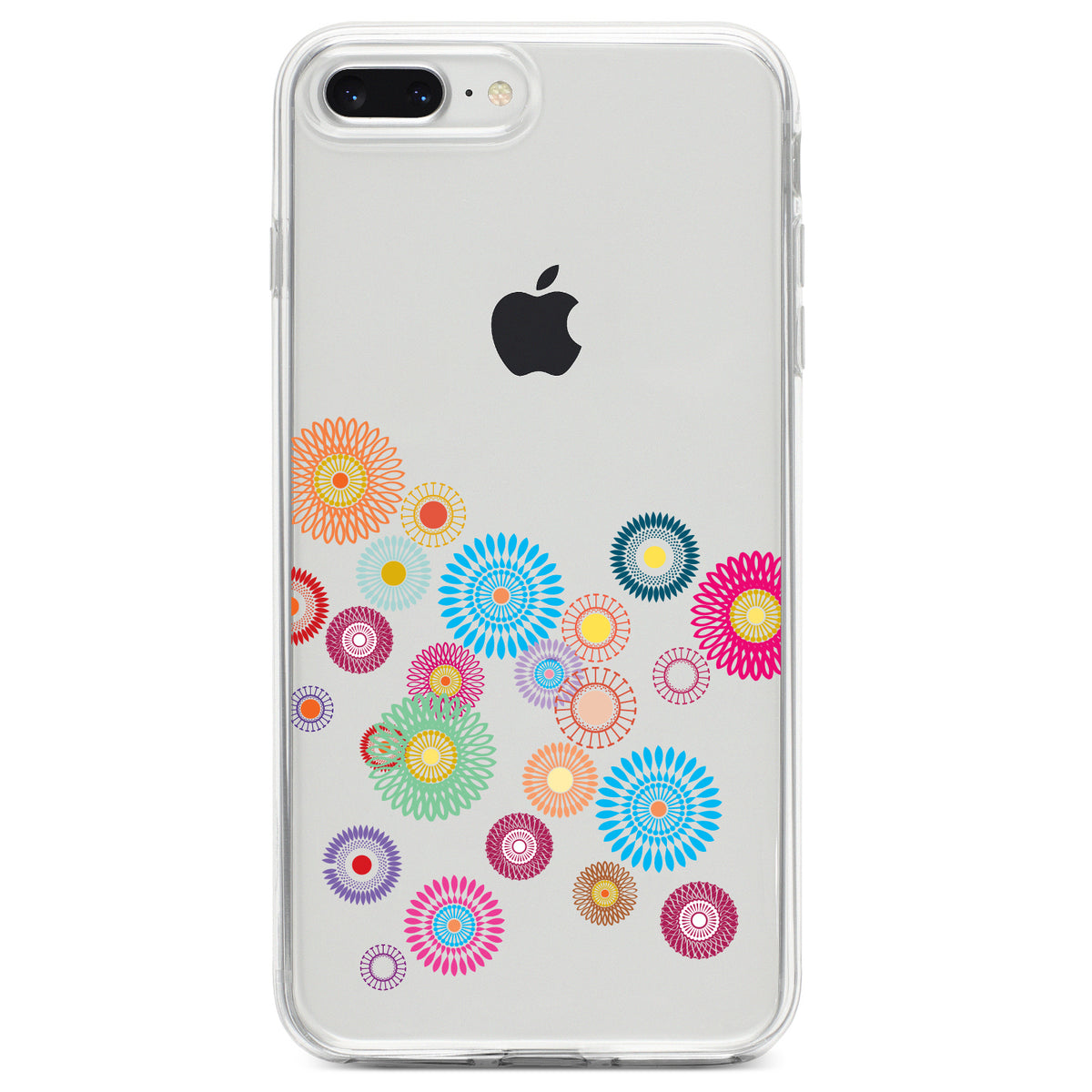 Cartoon Wildflowers Rainbow Colors Clear Shockproof iPhone Case, view 6