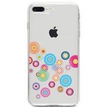 DistinctInk® Clear Shockproof Hybrid Case for Apple iPhone / Samsung Galaxy / Google Pixel - Cartoon Wildflowers Rainbow Colors