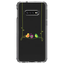 DistinctInk® Clear Shockproof Hybrid Case for Apple iPhone / Samsung Galaxy / Google Pixel - Colorful Birds Cartoon on a Vine