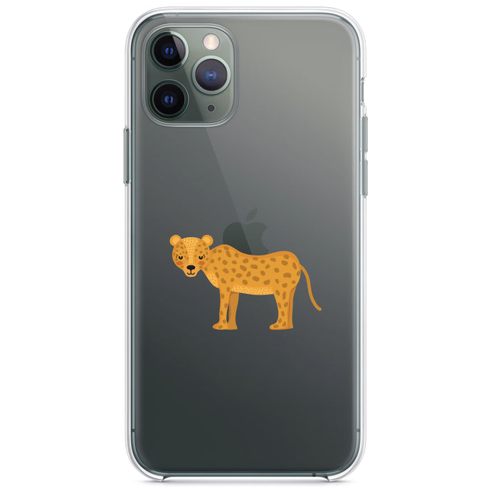 DistinctInk® Clear Shockproof Hybrid Case for Apple iPhone / Samsung Galaxy / Google Pixel - Cartoon Cheetah Leopard