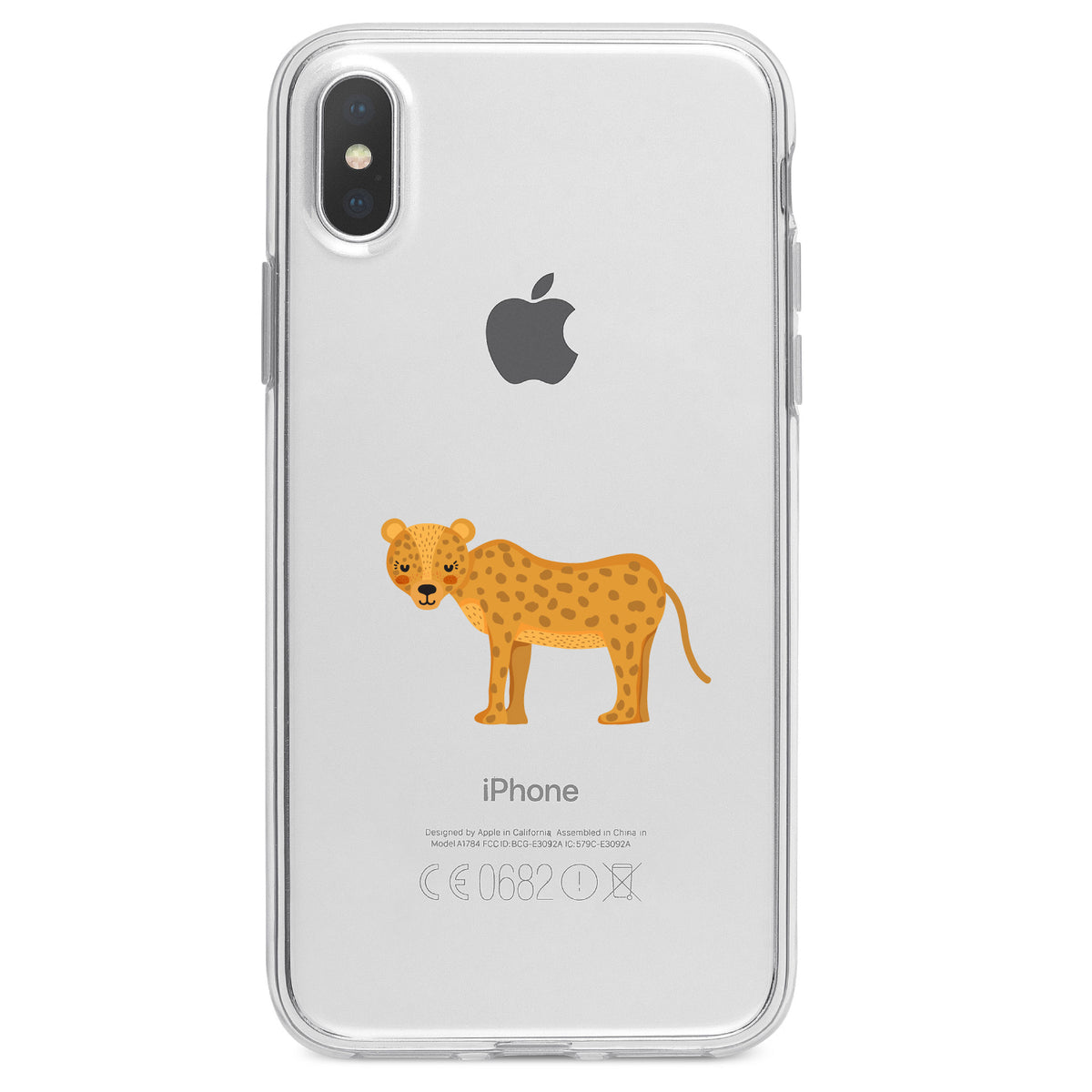 Cartoon Cheetah Leopard Clear Shockproof iPhone Case, view 2