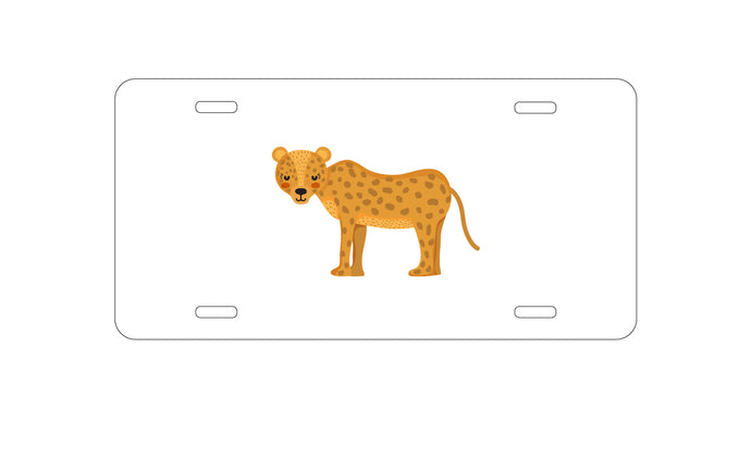 DistinctInk Custom Aluminum Decorative Vanity Front License Plate - Cartoon Cheetah Leopard