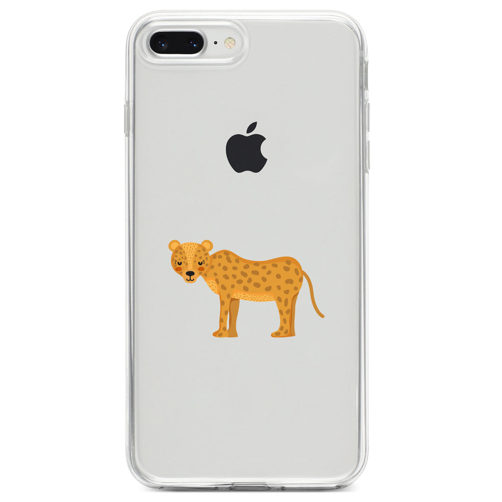 Cartoon Cheetah Leopard Clear Shockproof iPhone Case, view 6