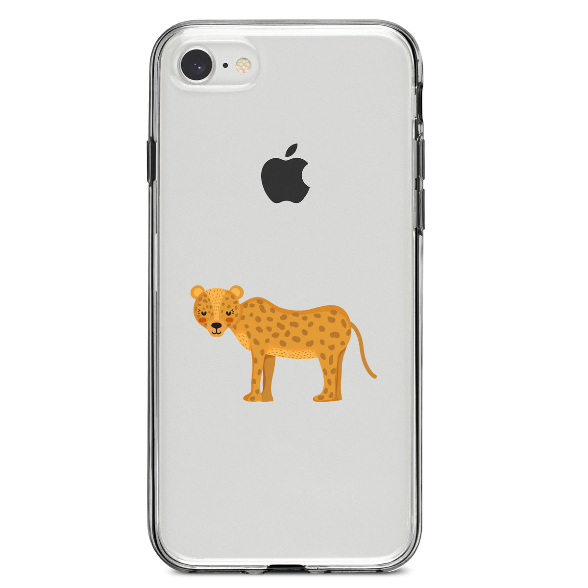 Cartoon Cheetah Leopard Clear Shockproof iPhone Case, view 5