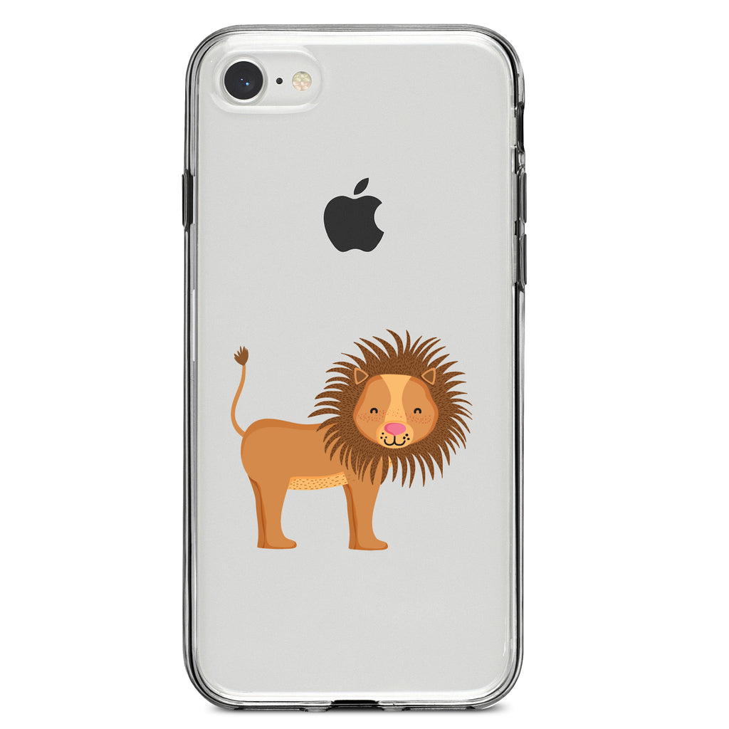 Cute Cartoon Lion Clear Shockproof iPhone Case, view 5