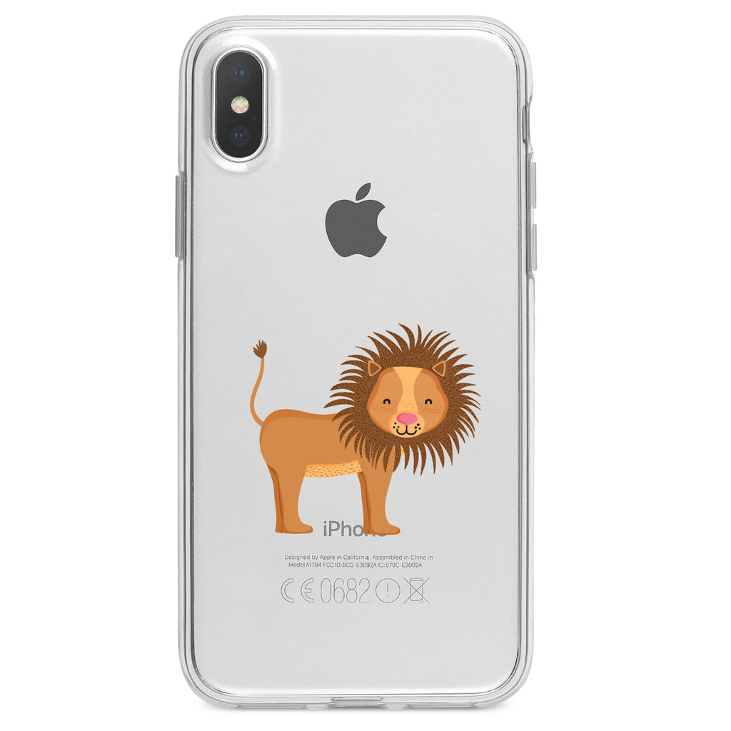 Cute Cartoon Lion Clear Shockproof iPhone Case, view 2