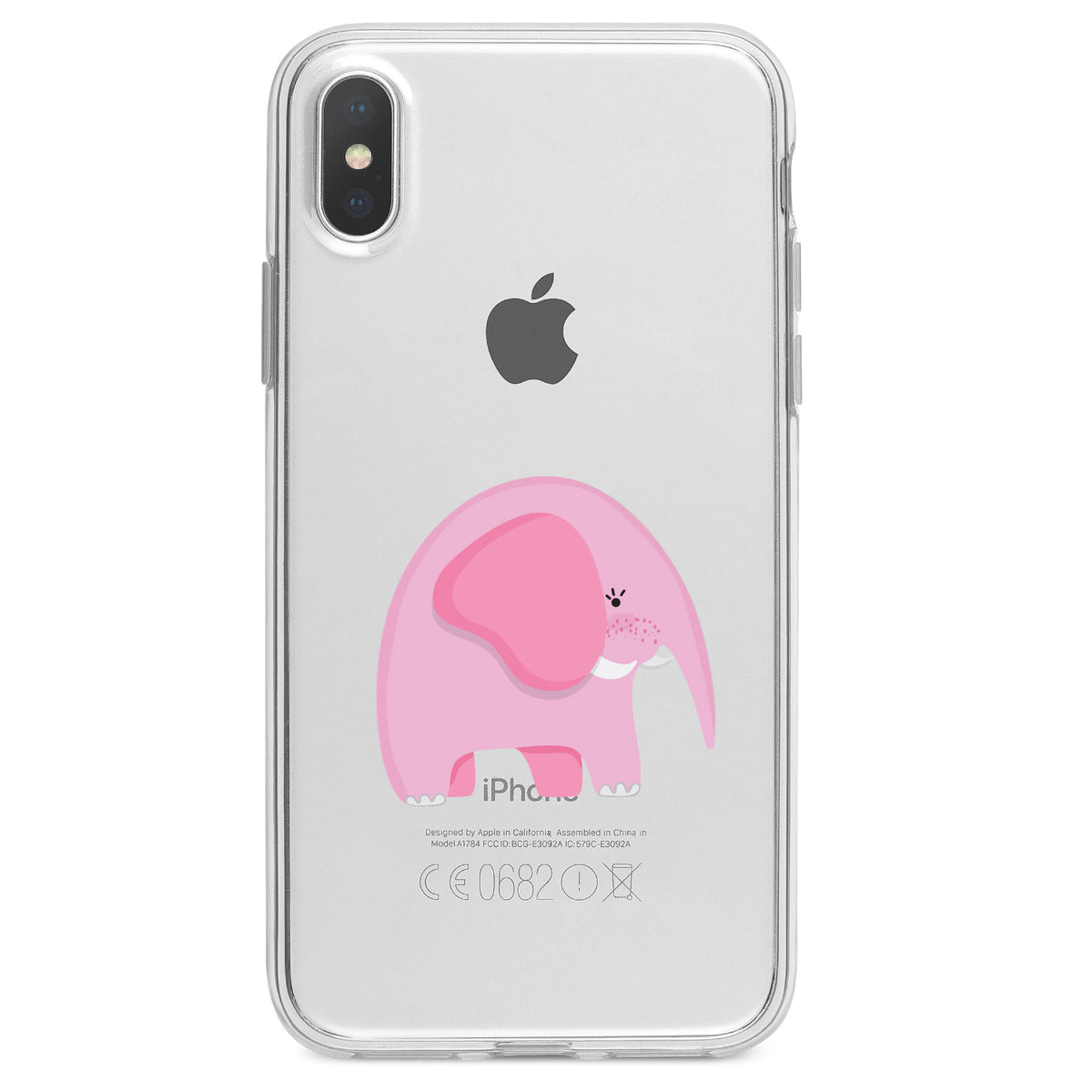 Cute Cartoon Elephant, Pink Clear Shockproof iPhone Case, view 2