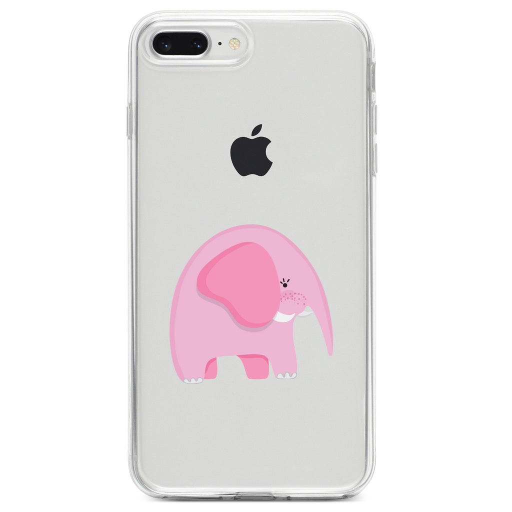 Cute Cartoon Elephant, Pink Clear Shockproof iPhone Case, view 6