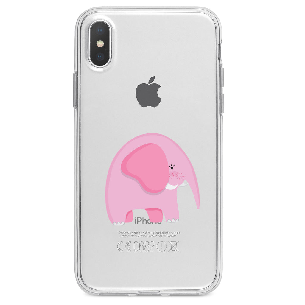 Cute Cartoon Elephant, Pink Clear Shockproof iPhone Case, view 3