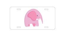 DistinctInk Custom Aluminum Decorative Vanity Front License Plate - Cute Cartoon Elephant - Pink