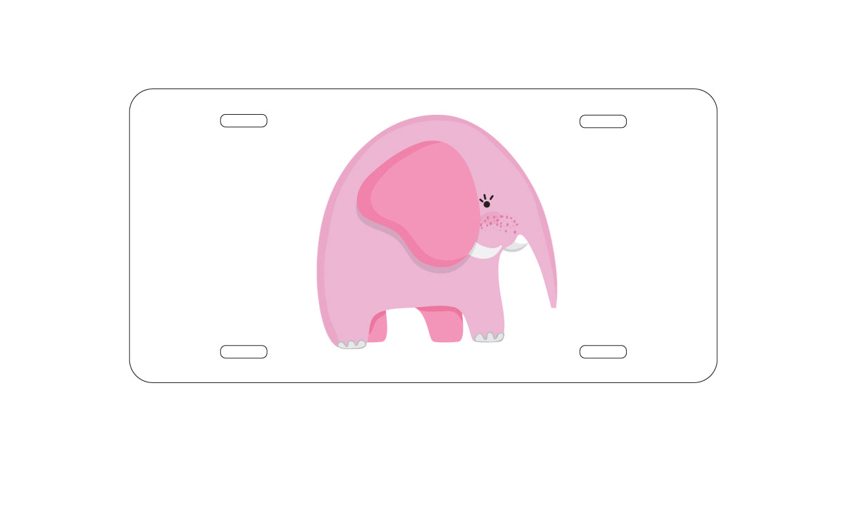 DistinctInk Custom Aluminum Decorative Vanity Front License Plate - Cute Cartoon Elephant - Pink