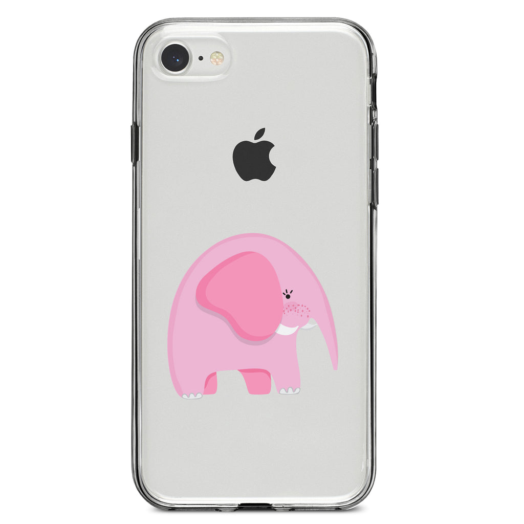 Cute Cartoon Elephant, Pink Clear Shockproof iPhone Case, view 5