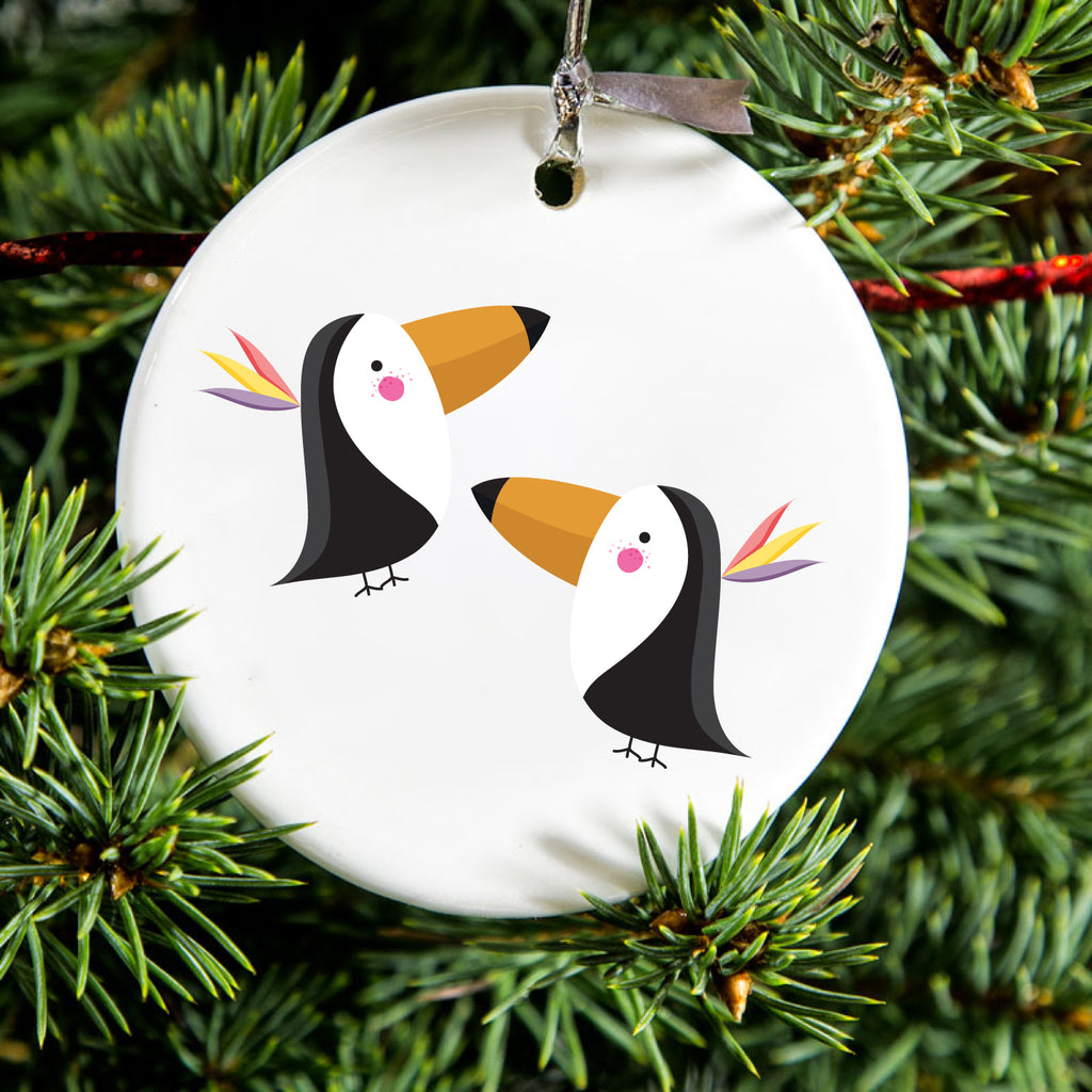 Cute Cartoon Toucans Ceramic Ornament, view 2