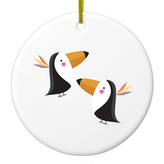 Cute Cartoon Toucans Ceramic Ornament