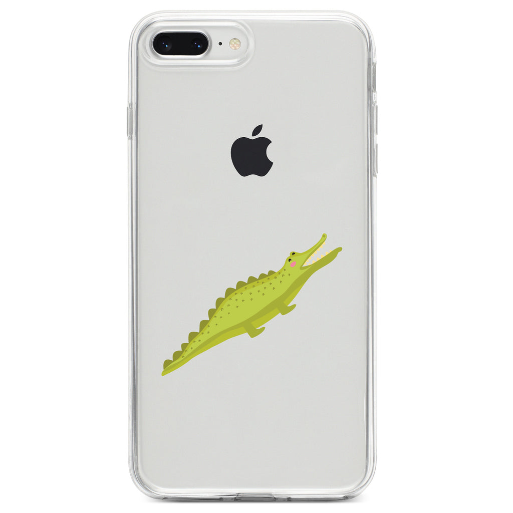 Cute Cartoon Alligator Clear Shockproof iPhone Case, view 6