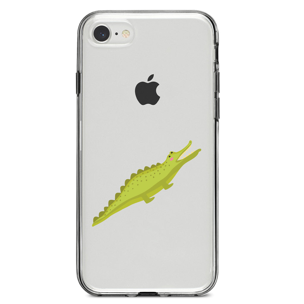 Cute Cartoon Alligator Clear Shockproof iPhone Case, view 5