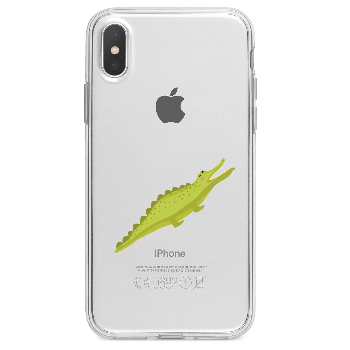 Cute Cartoon Alligator Clear Shockproof iPhone Case, view 2