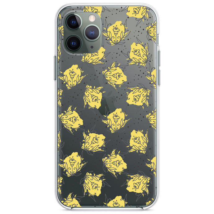 DistinctInk® Clear Shockproof Hybrid Case for Apple iPhone / Samsung Galaxy / Google Pixel - Wildflower Yellow Graffiti
